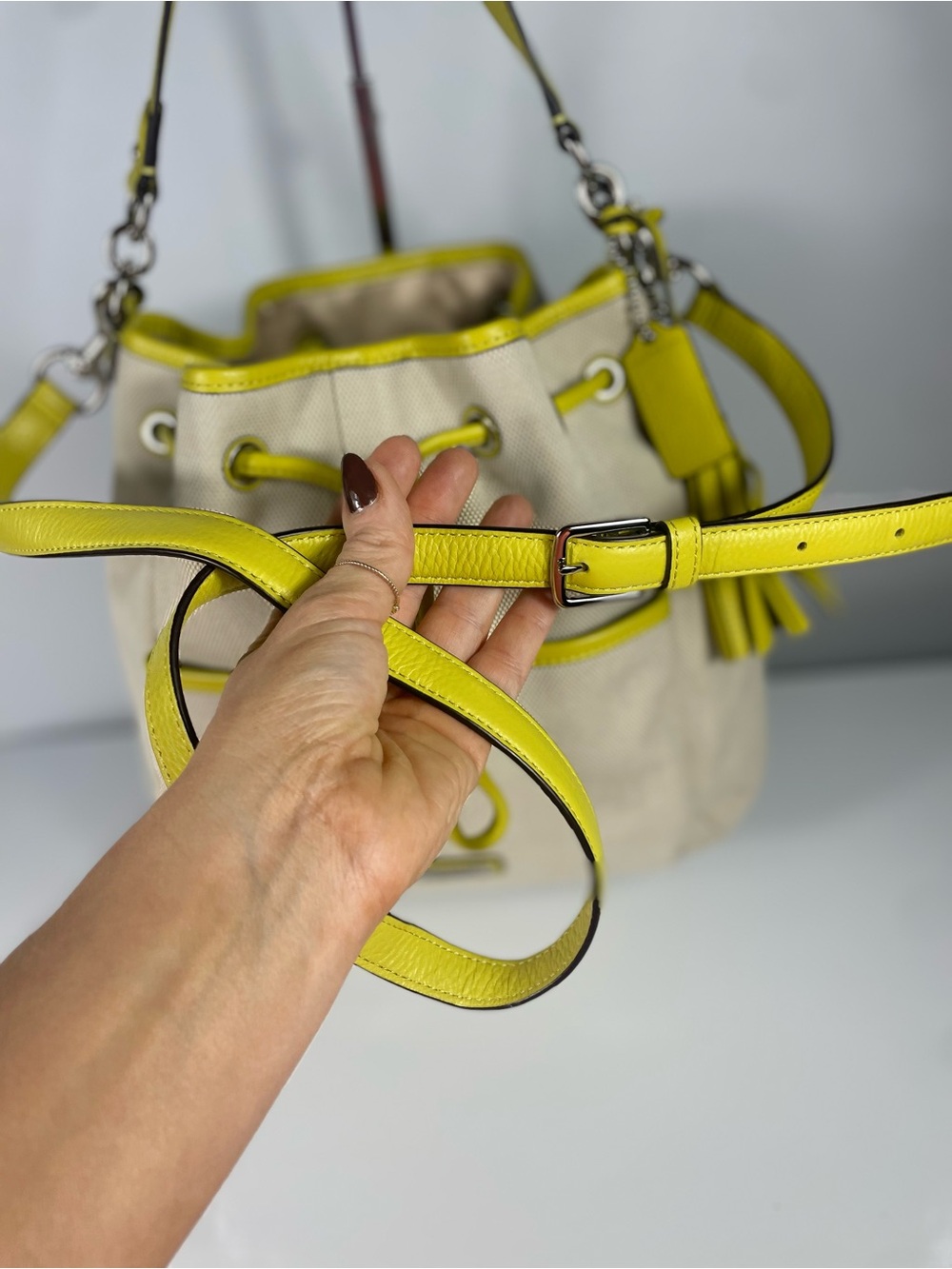 LOW START Coach Avery Canvas Drawstring Bucket Bag - Picture 7 of 12